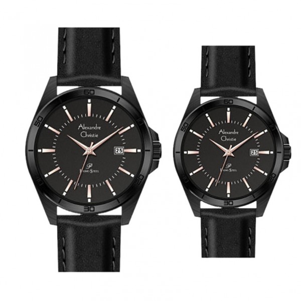 Alexandre Christie AC 1011 Full Black Rosegold Tick Couple